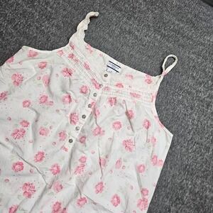 Croft & Barrow Nightgown Women M White Pink Floral Lace Ruffle Sleep Dress